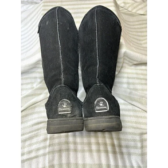 BEAR PAW Black Classic Snow Winter Boots Women’s Size 10 Black Faux Fur Lining - Picture 4 of 16